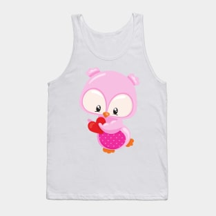 Cute Owl, Little Owl, Hearts, Owl In Love Tank Top